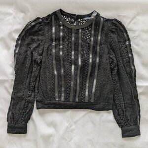 Express black lace and faux leather blouse (XXS)